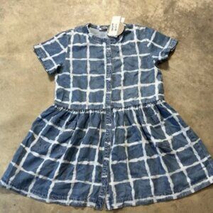 Stella McCartney Kids Girls Dress Sz 14 Blue Tye Dye Denim Button Front Pockets